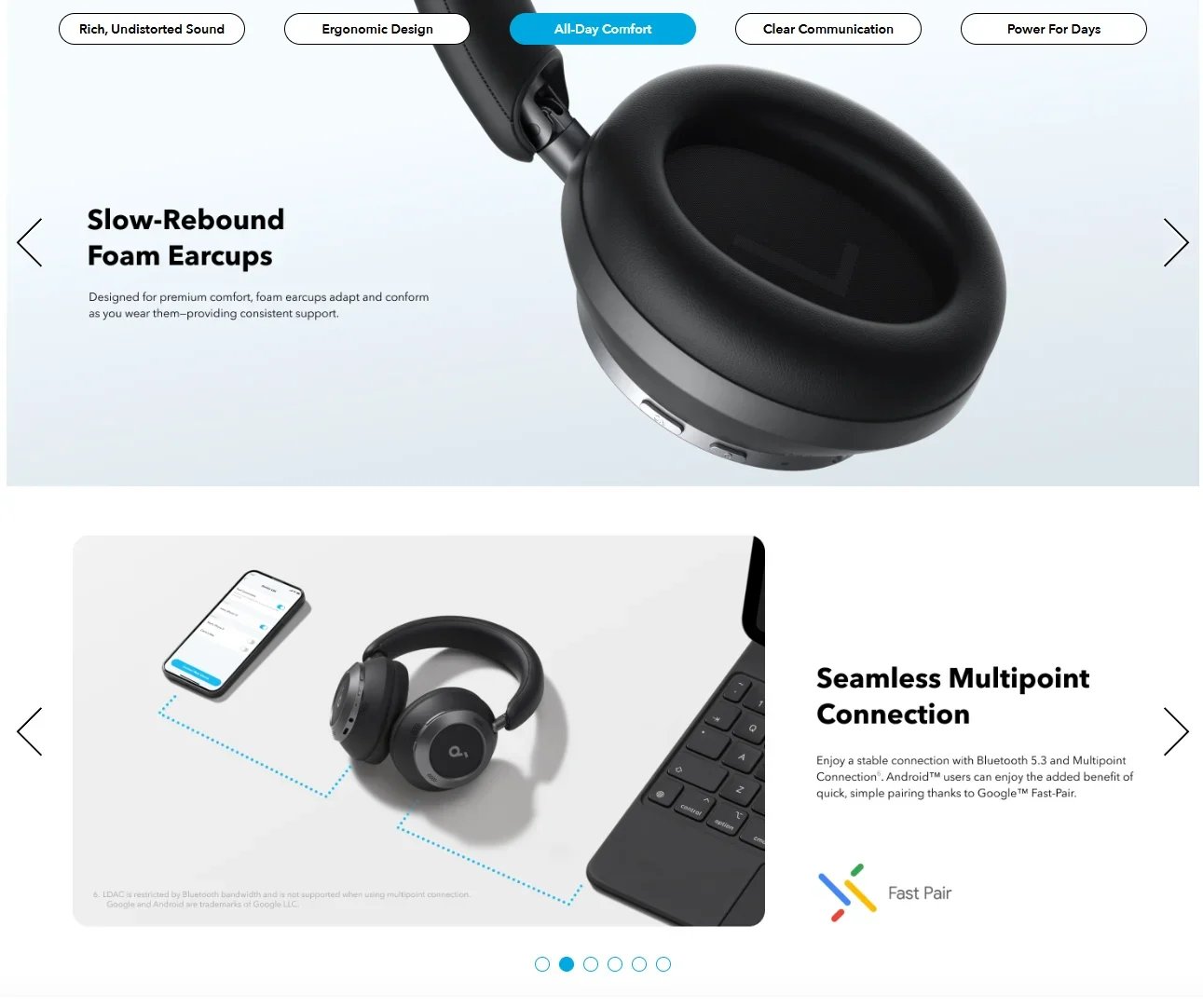 Original Soundcore Space One Pro Adaptive Active Noise Cancelling Headphones Driven by 6 Mics Super Foldable Design Hi-Res A3062