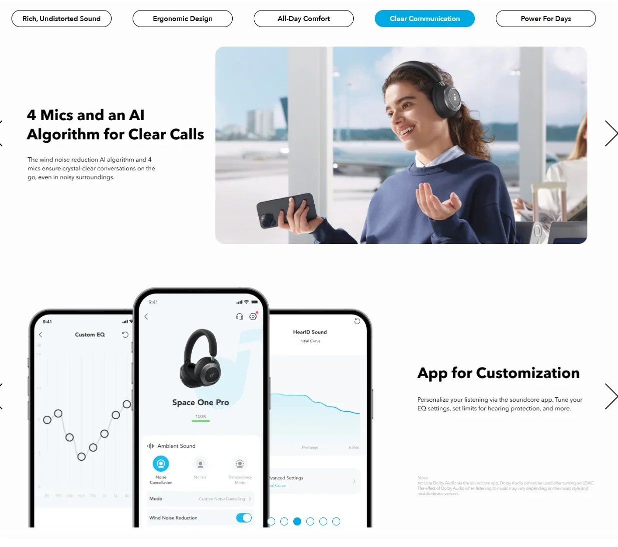 Original Soundcore Space One Pro Adaptive Active Noise Cancelling Headphones Driven by 6 Mics Super Foldable Design Hi-Res A3062