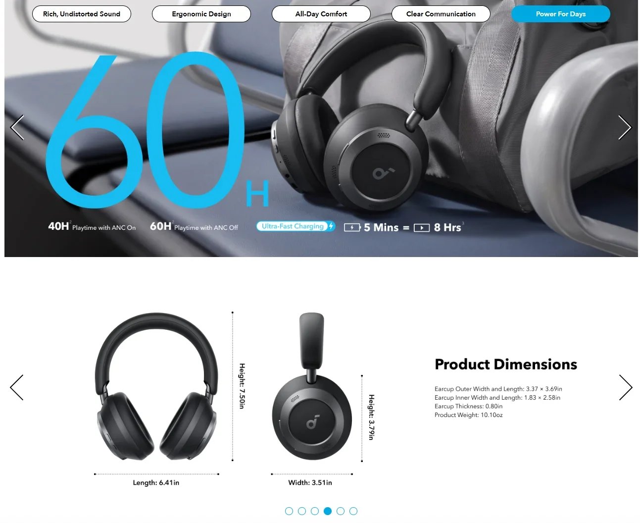 Original Soundcore Space One Pro Adaptive Active Noise Cancelling Headphones Driven by 6 Mics Super Foldable Design Hi-Res A3062