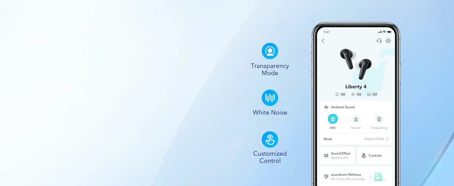 Original Soundcore Liberty 4 True Wireless Stereo TWS Bluetooth Earphones Equipped with ACAA 3.0 LDAC Hi-Res Active Noise Cancel